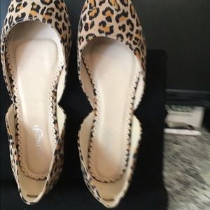 Leather leopard pointy flat
